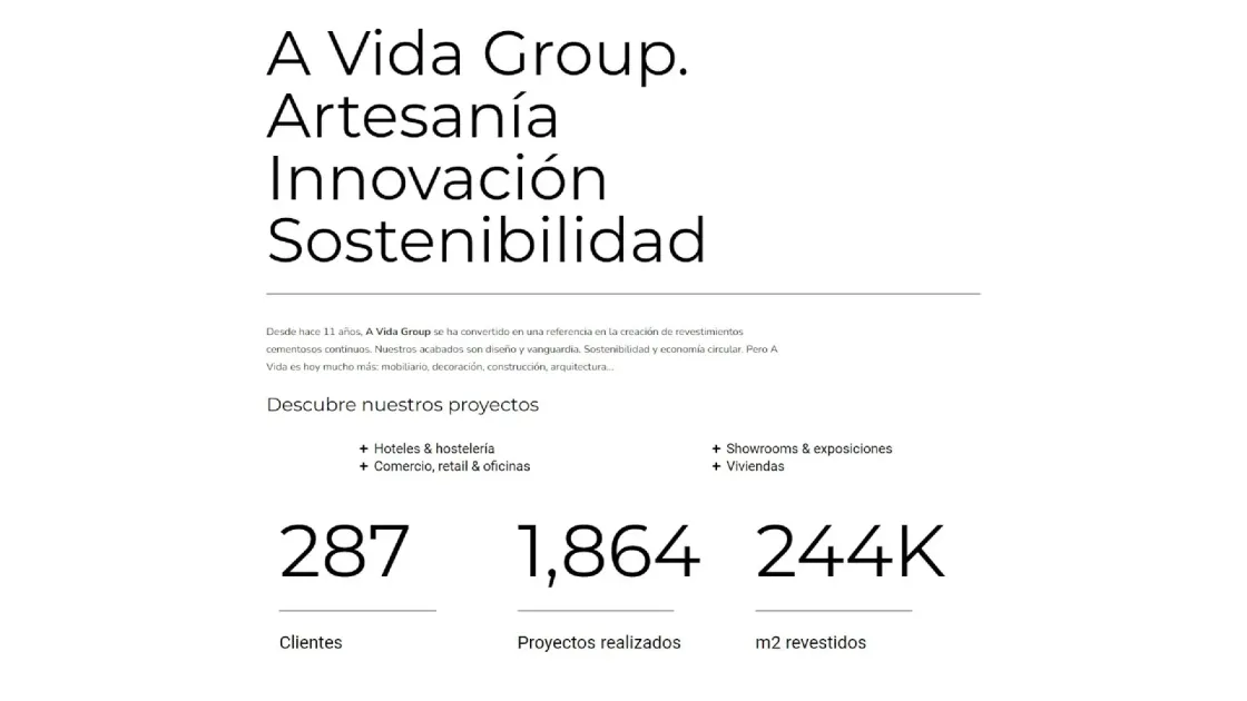 A Vida Group — web corporativa, captura 2