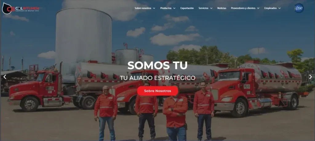Captura de la web corporativa de Colbitumen, empresa de asfaltos, hecha en WordPress con Bricks.