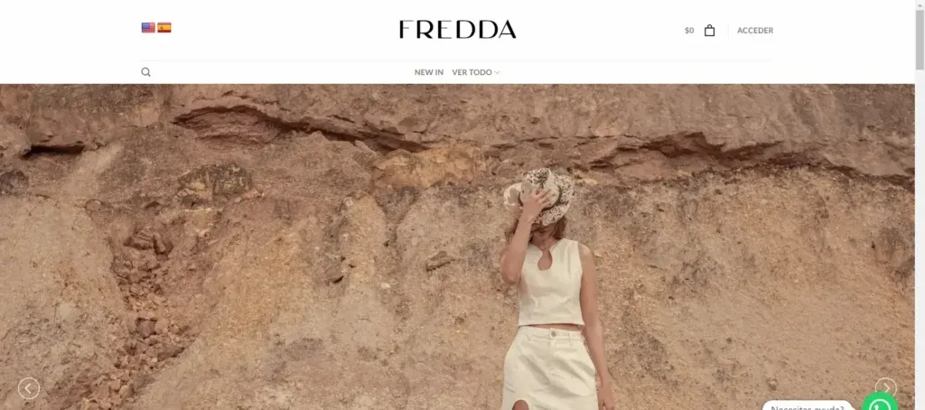 Captura de la tienda online de moda femenina Fredda Shop, montada en WordPress con WooCommerce.