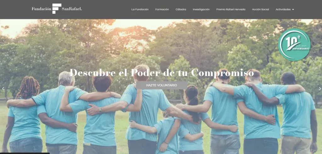 Captura de la web institucional de la Fundación San Rafael, hecha en WordPress con Elementor.