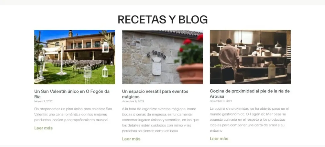O Fogón da Ría — web de restaurante, captura 4