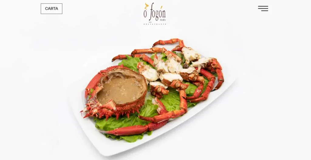 Captura de la web del restaurante O Fogón da Ría, en Vilagarcía de Arousa, hecha en WordPress con Elementor
