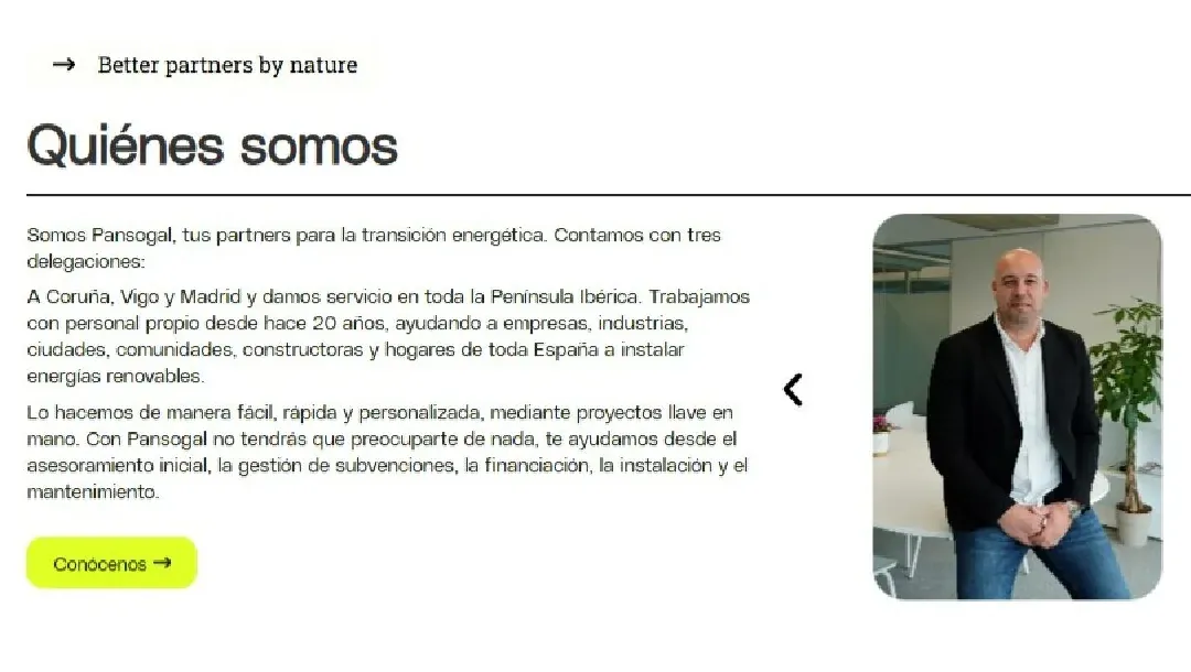 Pansogal — web corporativa, captura 8