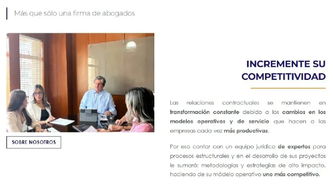 Rojas Arango Abogados — web corporativa, captura 2